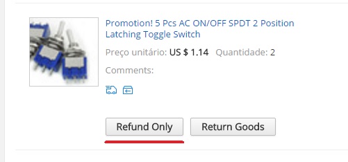 botao abrir disputa no Aliexpress