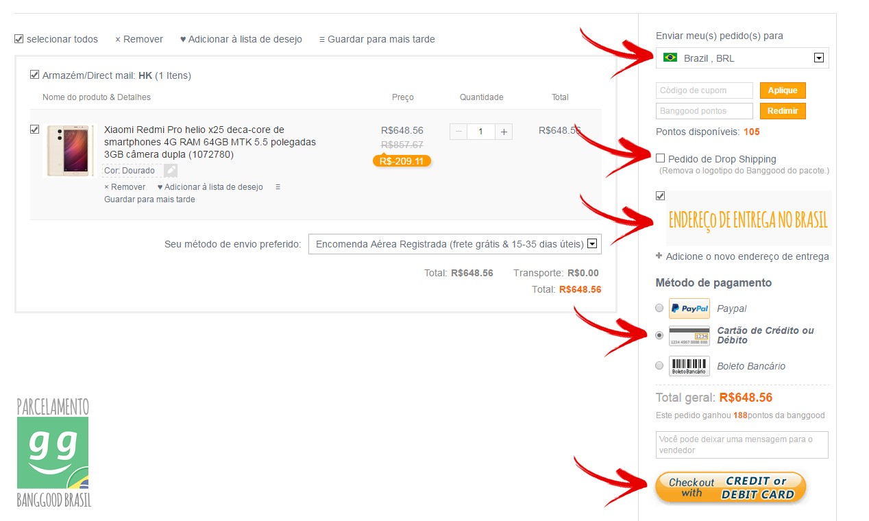 comprar parcelado da China na Banggood