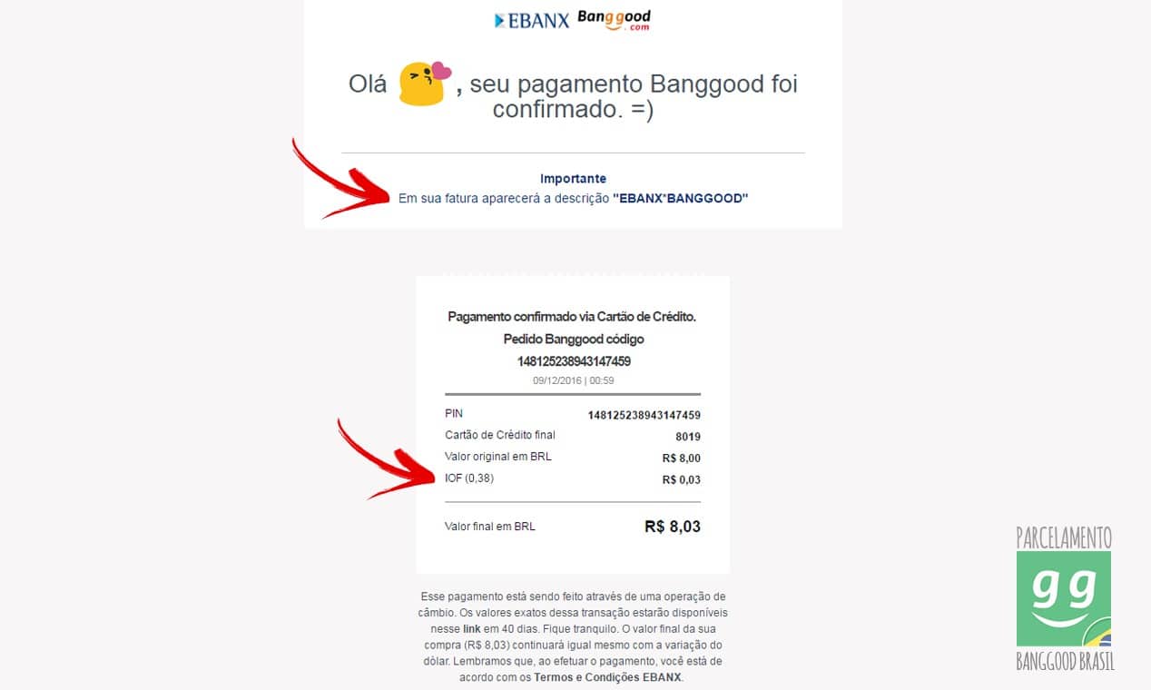 email de confirmação da ebanx
